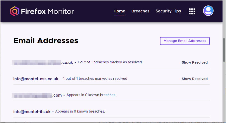 Firefox Monitor Dashboard 2